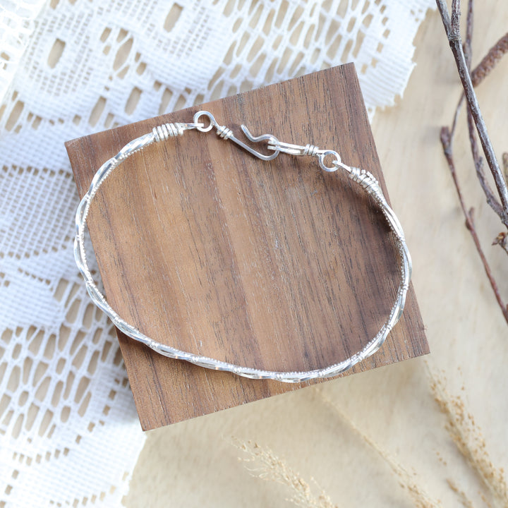 3 Sisters Gemstones Argentium Silver Cuff Bracelet
