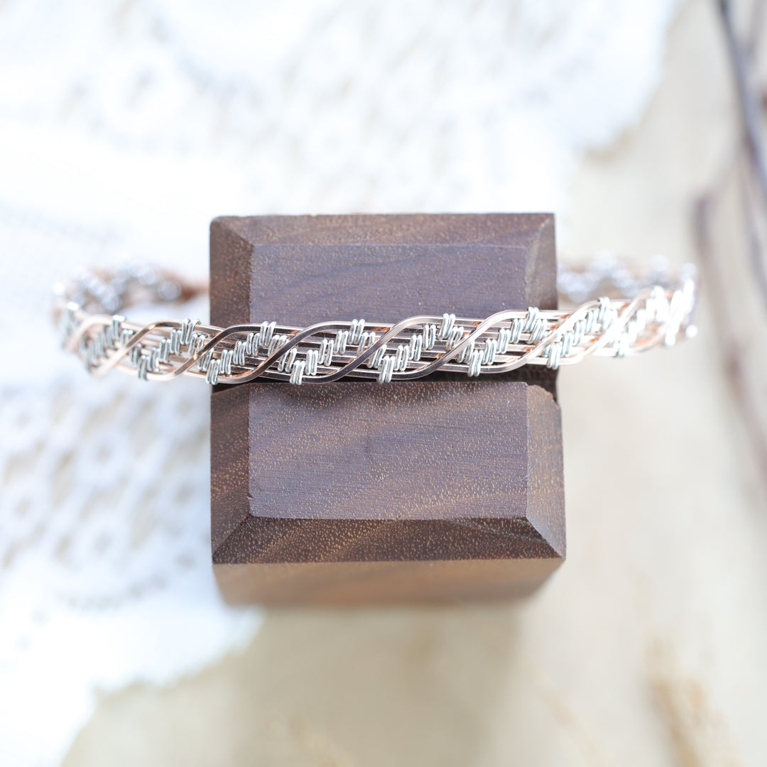 3 Sisters Gemstones Rose Gold &amp; Argentium Silver Cuff Bracelet
