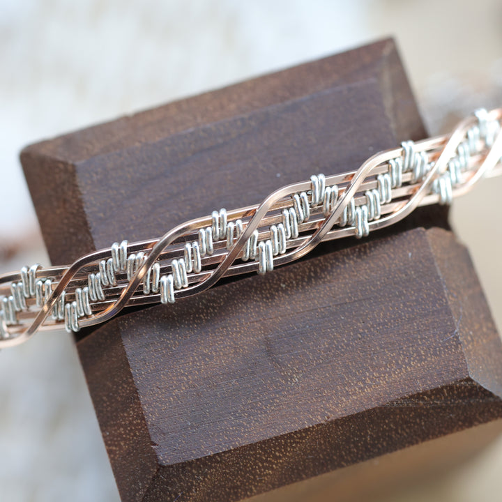 3 Sisters Gemstones Rose Gold &amp; Argentium Silver Cuff Bracelet