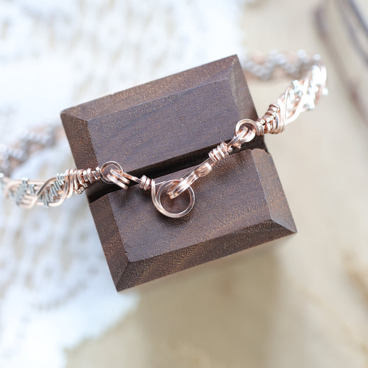 3 Sisters Gemstones Rose Gold &amp; Argentium Silver Cuff Bracelet