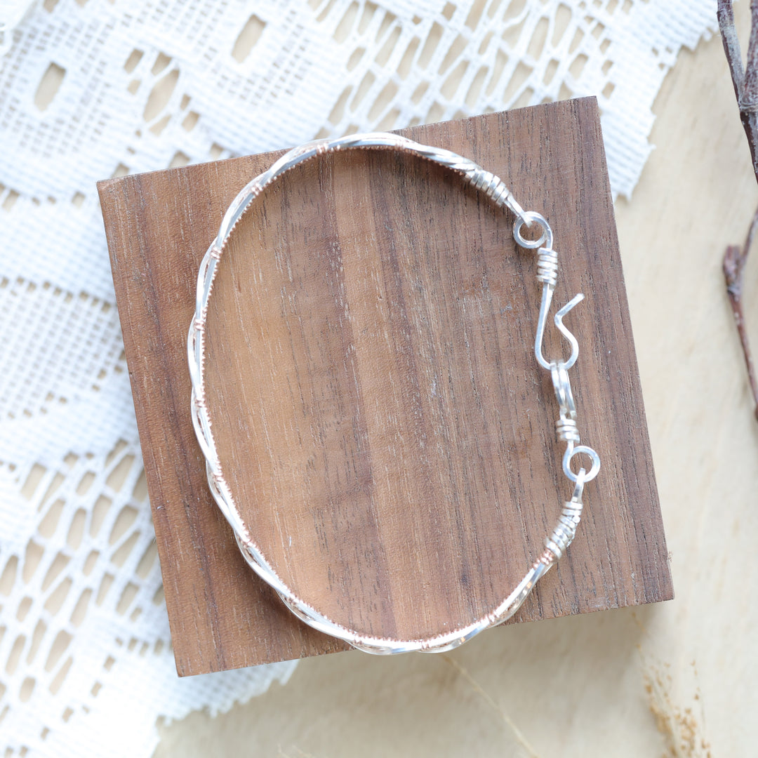 3 Sisters Gemstones Argentium Silver &amp; Rose Gold Cuff Bracelet