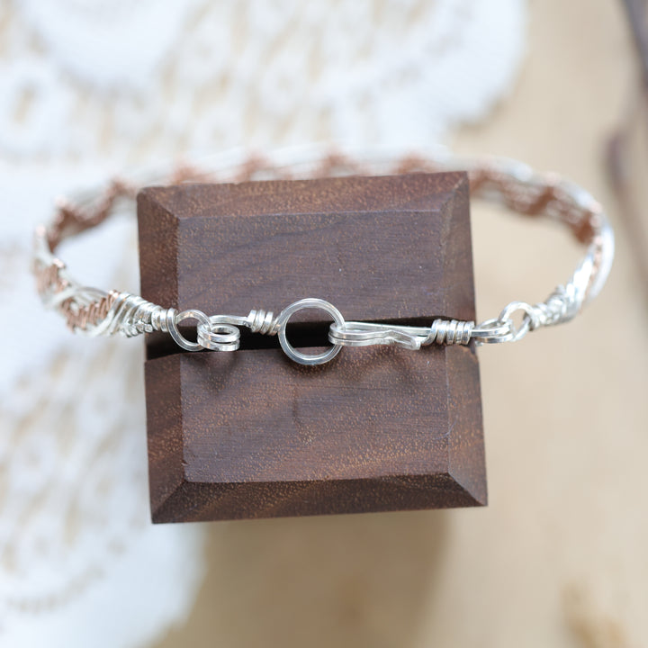 3 Sisters Gemstones Argentium Silver &amp; Rose Gold Cuff Bracelet