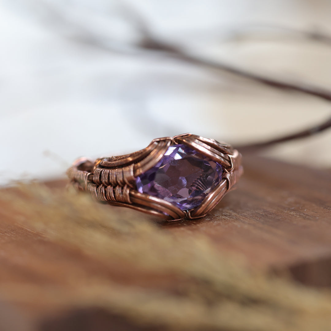 3 Sisters Gemstones Copper &amp; Amethyst Ring