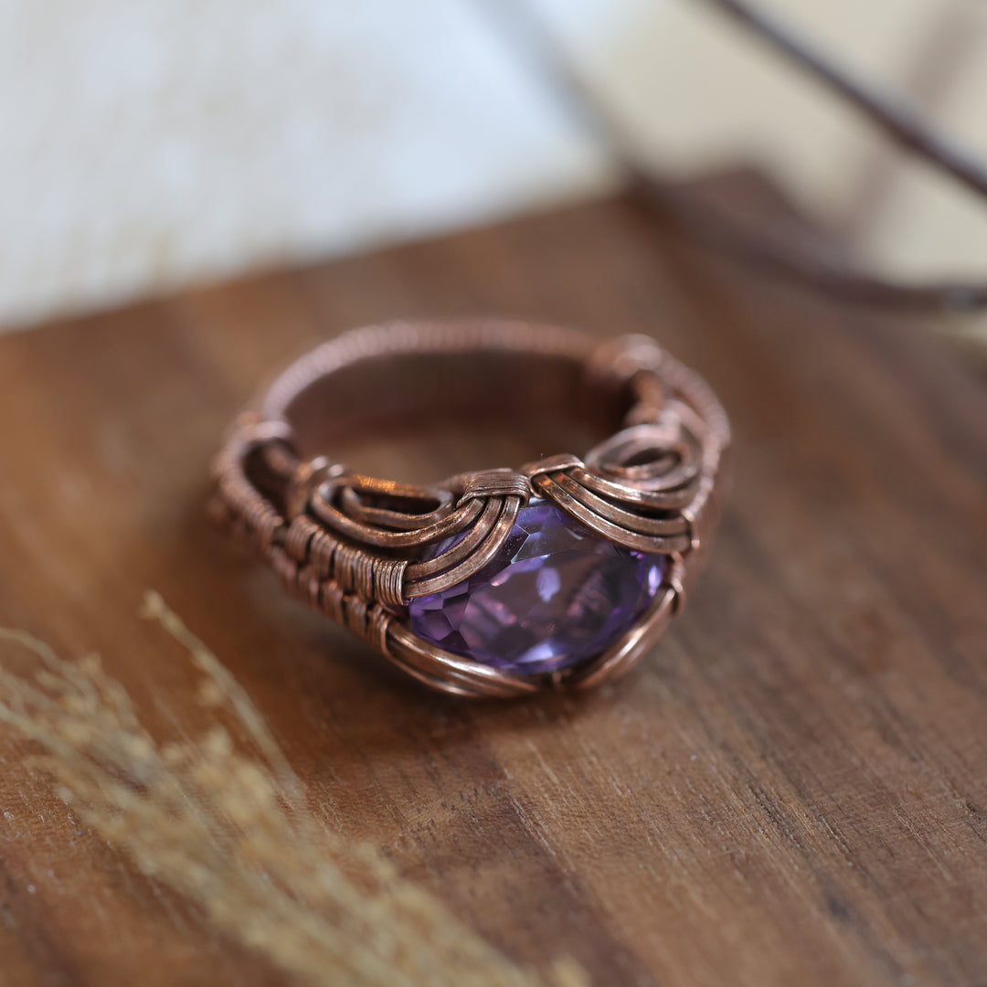 3 Sisters Gemstones Copper &amp; Amethyst Ring