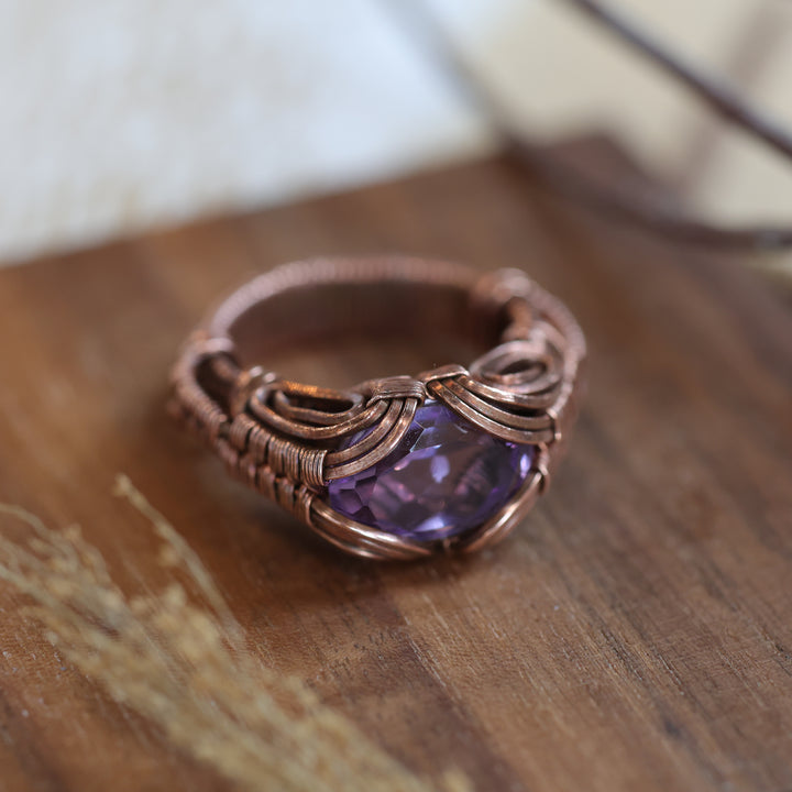 3 Sisters Gemstones Copper &amp; Amethyst Ring