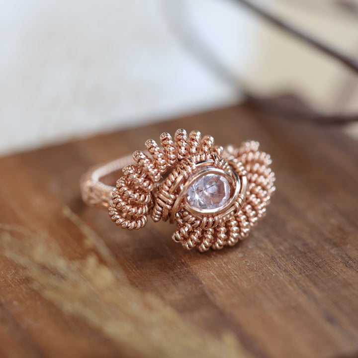 3 Sisters Gemstones Rose Gold &amp; Morganite Ring
