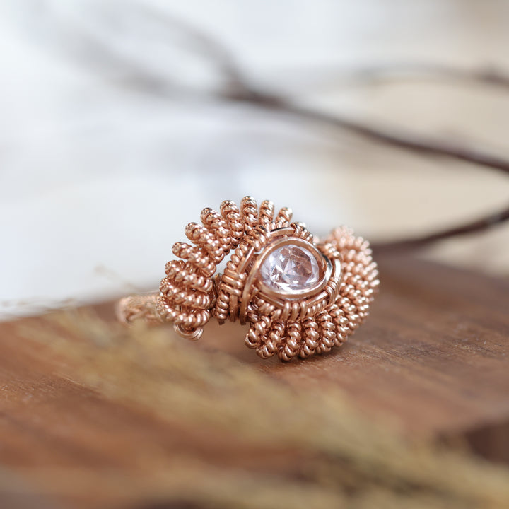 3 Sisters Gemstones Rose Gold &amp; Morganite Ring