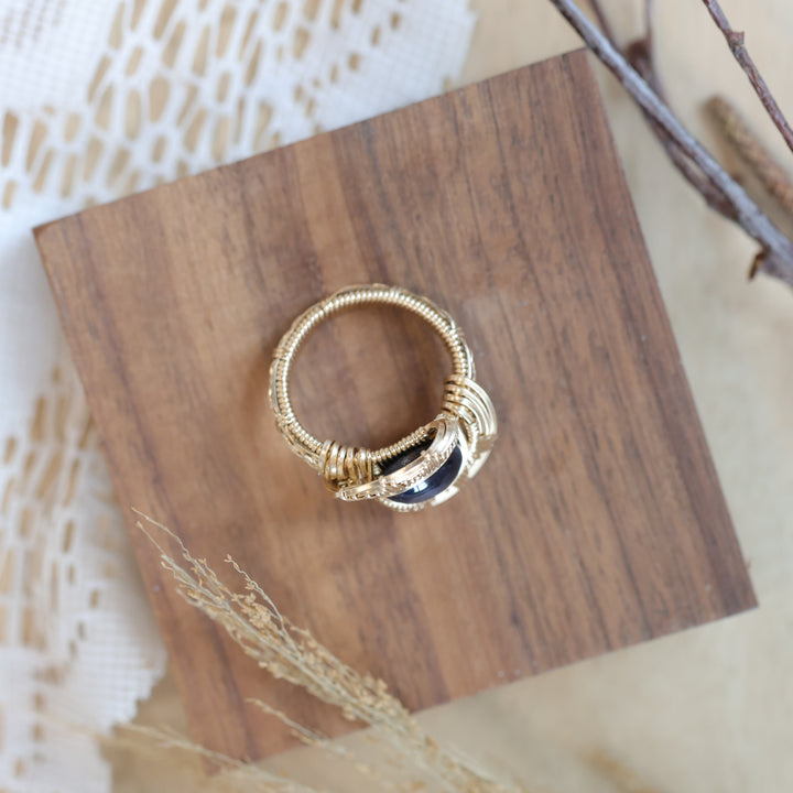 3 Sisters Gemstones Yellow Gold &amp; Star Sapphire Ring