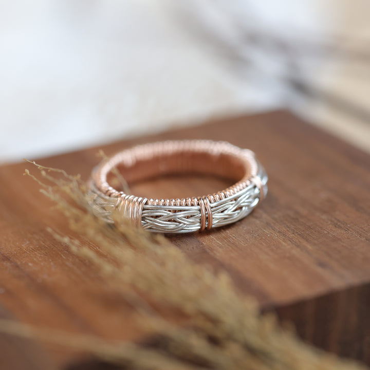 3 Sisters Gemstones 14kt Rose Gold Eternity Weave Ring