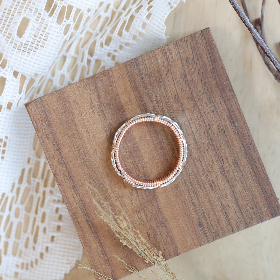 3 Sisters Gemstones 14kt Rose Gold Eternity Weave Ring