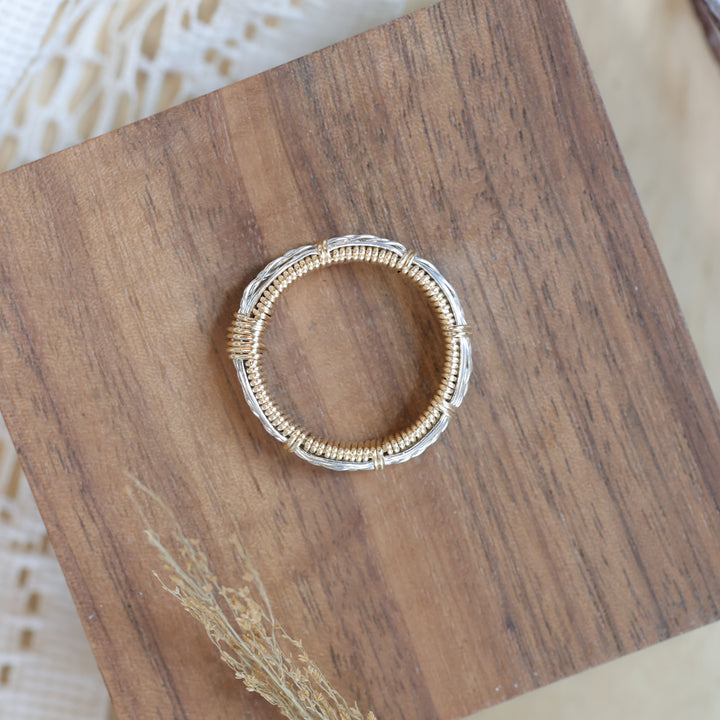 3 Sisters Gemstones 14kt Yellow Gold Eternity Weave Ring