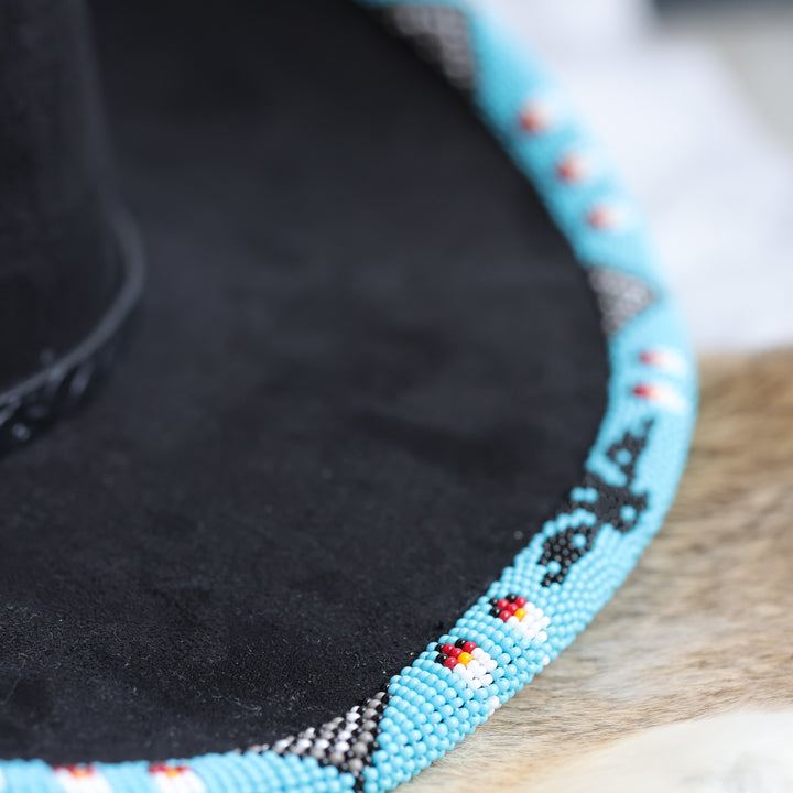 Shelley M. Turquoise Thunderbird Beaded Brim Cowboy Hat
