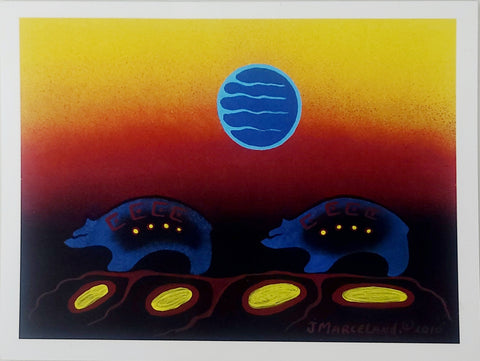 "Sunset Bears Walking (2010)" Art Card by Johnny Marceland