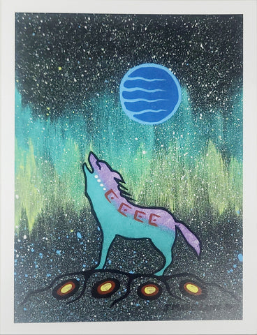 "Northern Lights Wolf (2017)" Art Card by Johnny Marceland