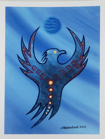 "Thunderbird on Blue (2020)" Art Card by Johnny Marceland