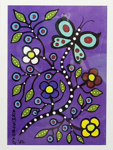Audrey Armstrong Flowers & Butterfly in Purple Art Card