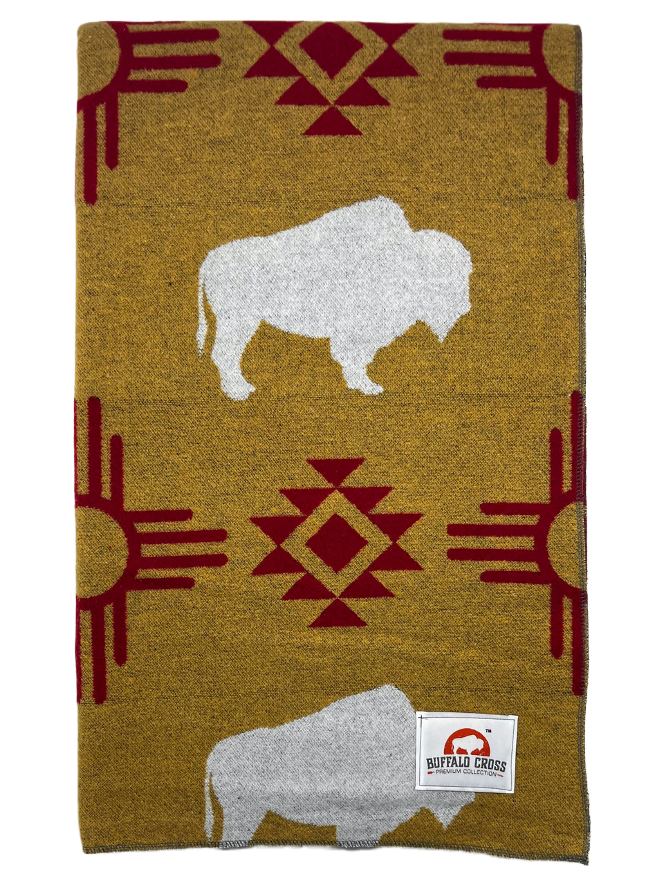 Buffalo Cross White Buffalo Mustard Throw