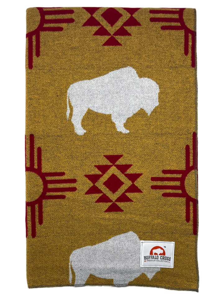 Buffalo Cross White Buffalo Mustard Throw