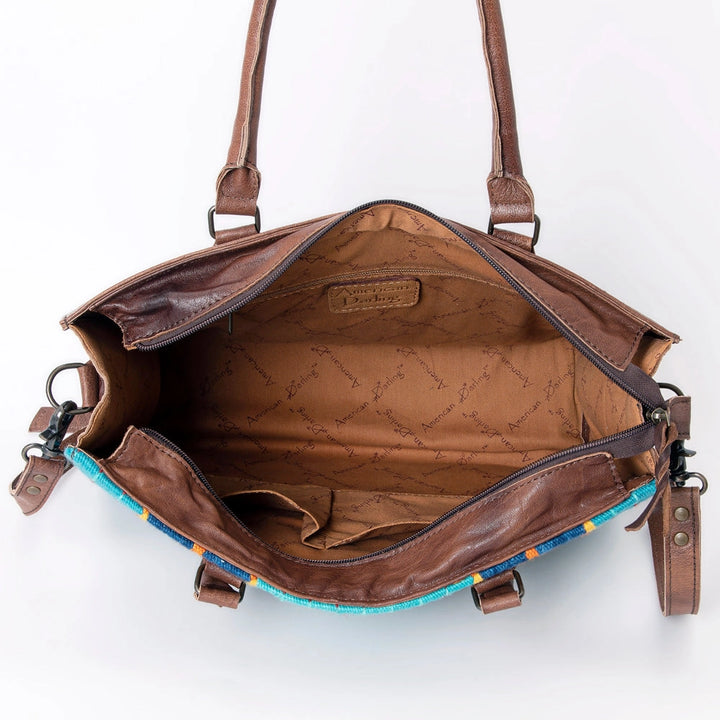 LS Western Turquoise Multi Diamond Saddle Blanket Crossbody Bag