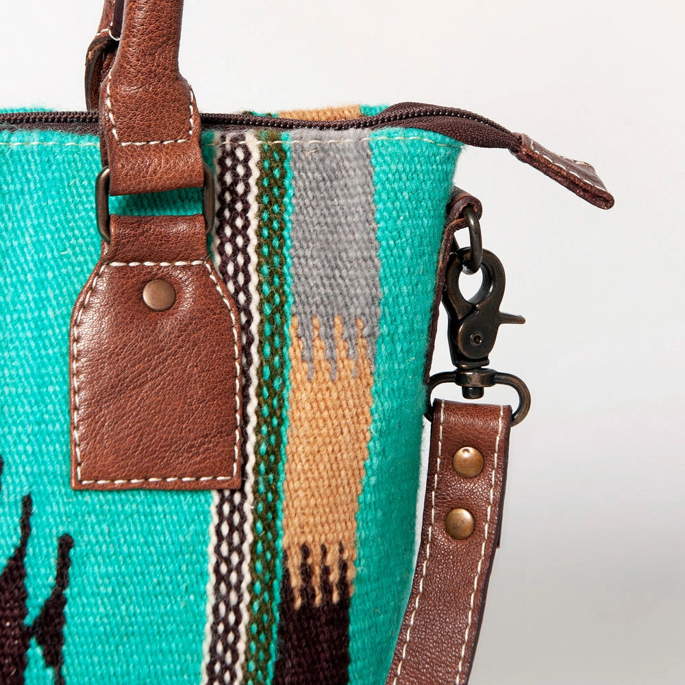 LS Western Turquoise Multi Diamond Saddle Blanket Crossbody Bag