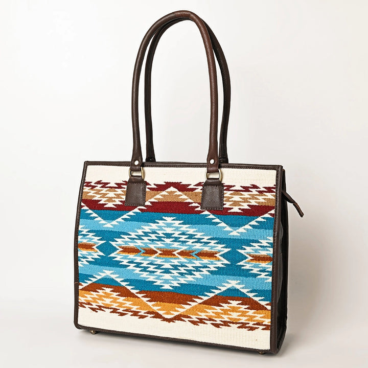 LS Western White Western Leather Women's Tote Bag