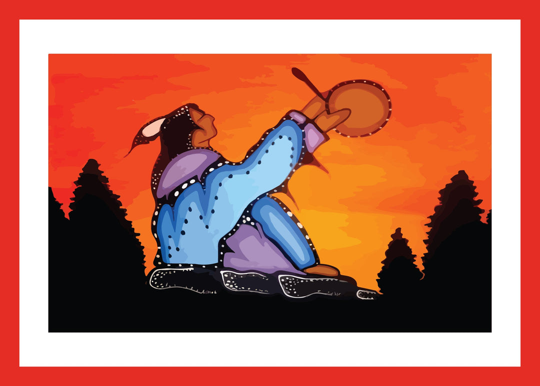 Indigenous Kanata Native Drummer Art Card