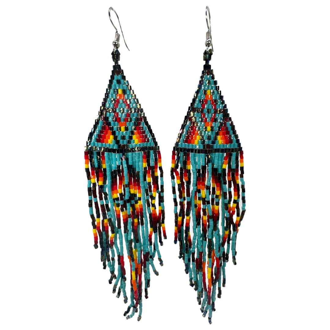 Four D Shoulder Duster Beaded Earrings