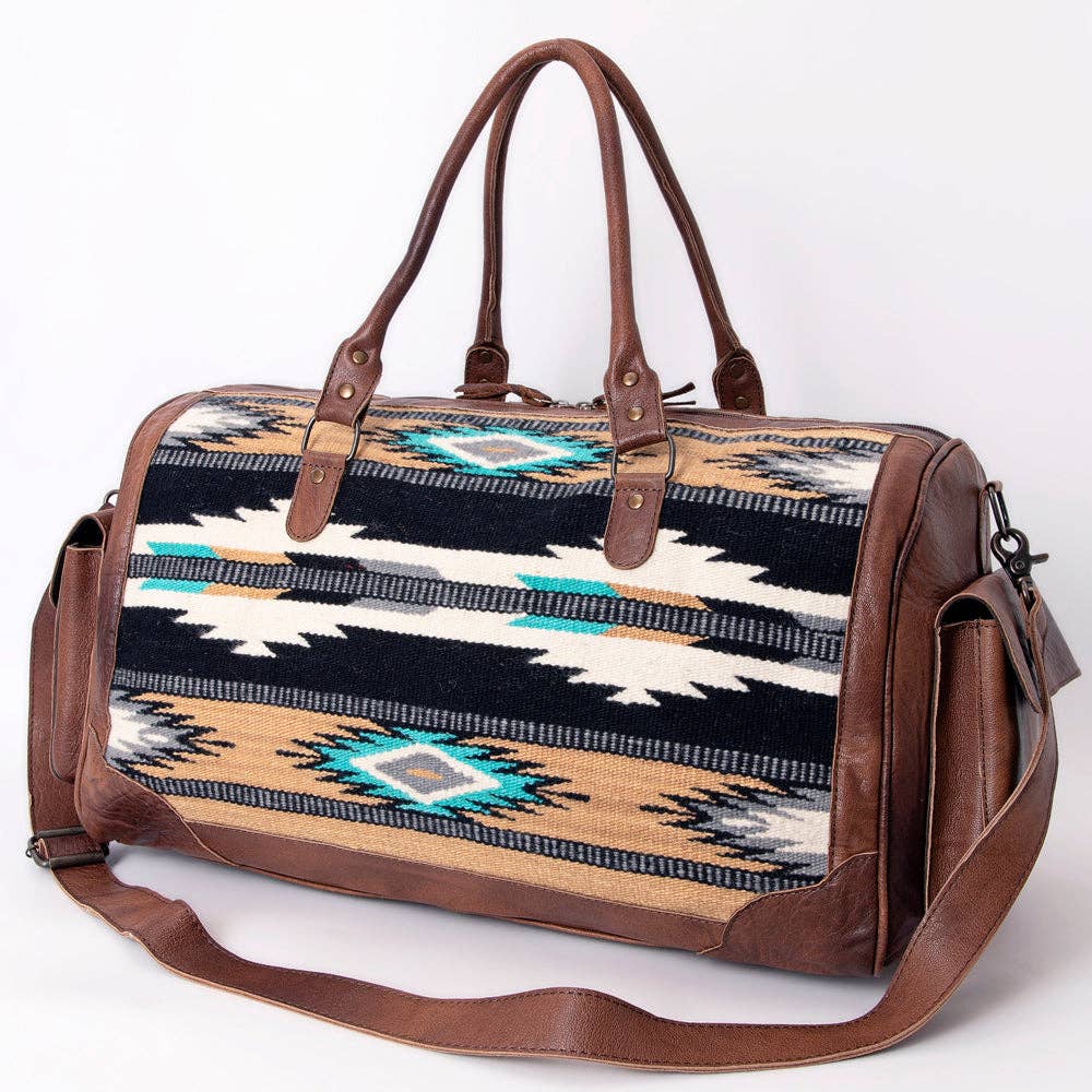 LS Western Black &amp; Brown Saddle Blanket Duffel Bag