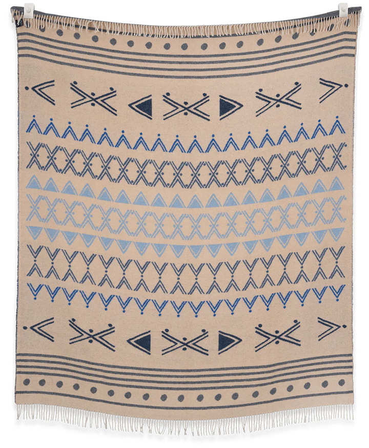 Indigo Arrows Elements Water Wool Blanket