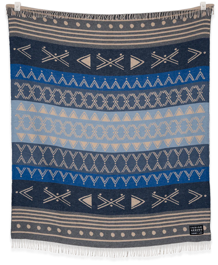 Indigo Arrows Elements Water Wool Blanket