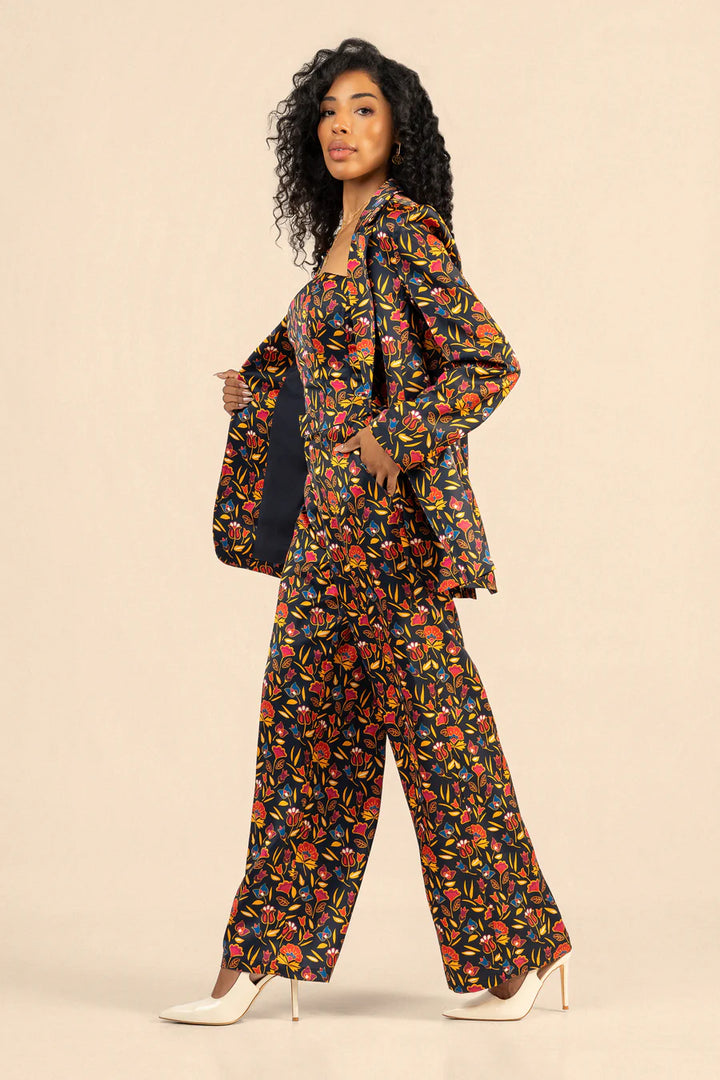 B. YELLOWTAIL Floral Suit Blazer- Navy