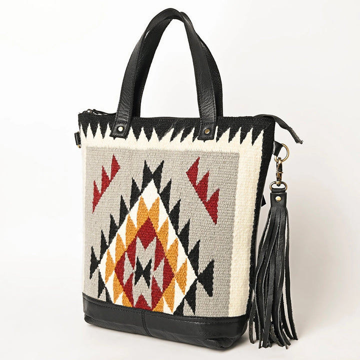 LS Western Grey Saddle Blanket Leather Tote