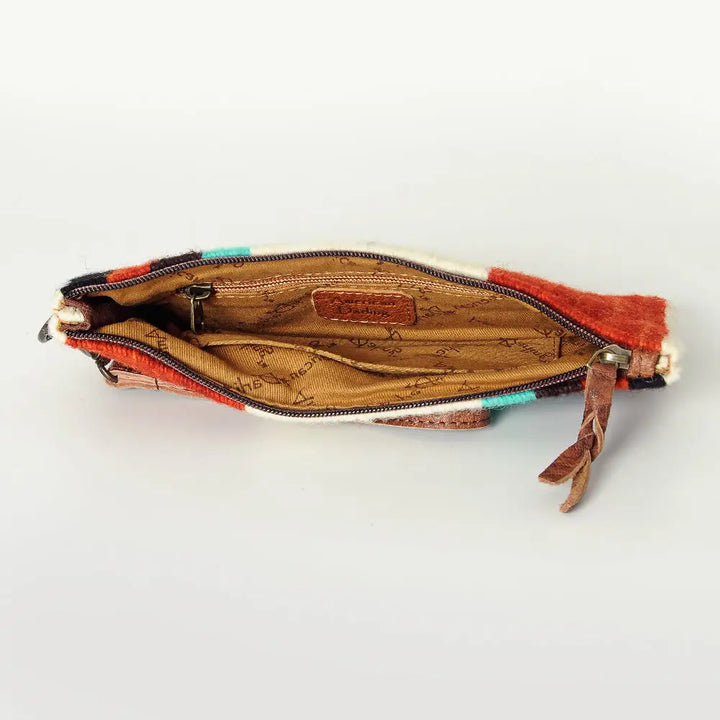 LS Western Burgundy &amp; Teal Saddle Blanket Wristlet