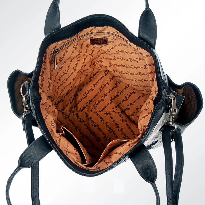 LS Western Grey Saddle Blanket Large Leather Tote