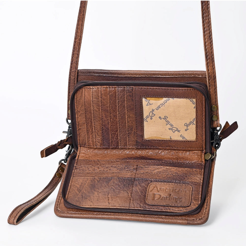 LS Western Cream Sierra Genuine Leather Crossbody Bag