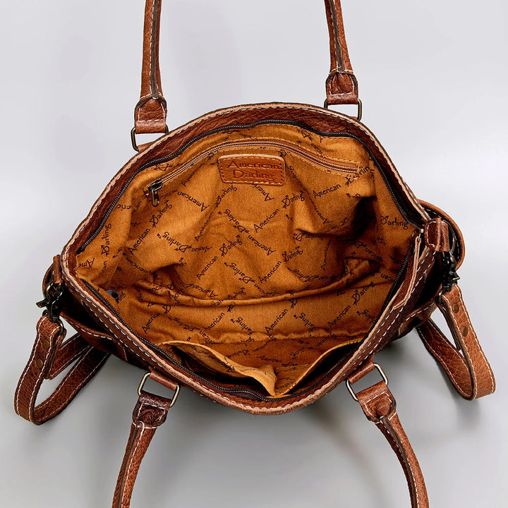 LS Western Bison Silhouette Saddle Blanket Large Leather Tote