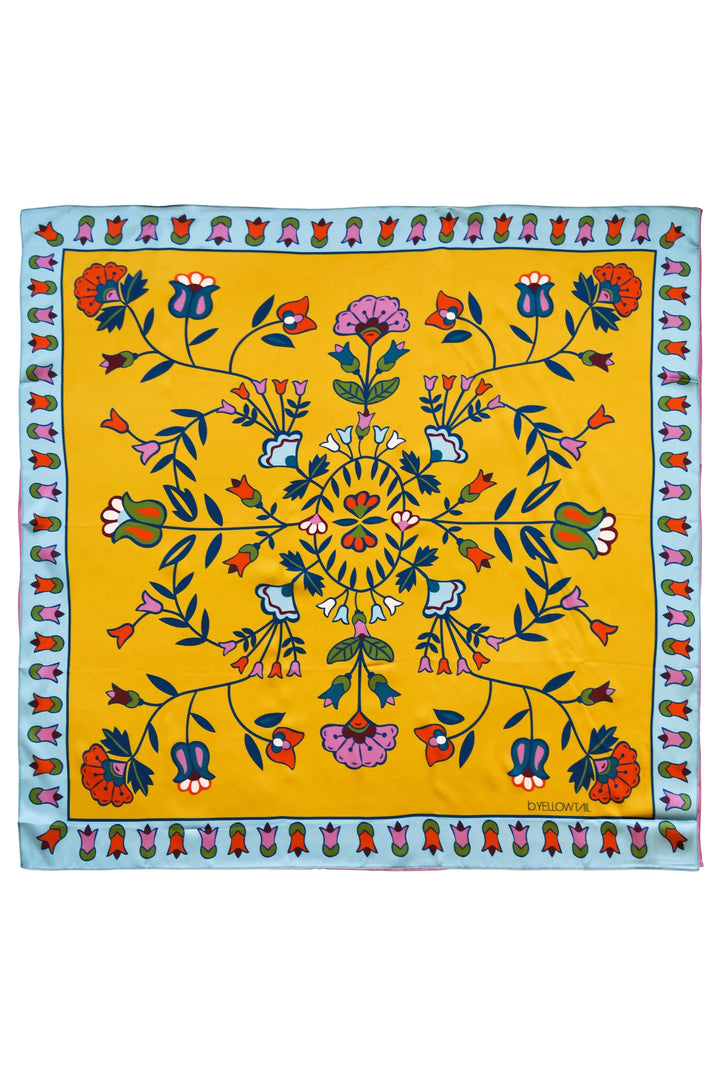 B.YELLOWTAIL Goldenrod Floral Silk Scarf