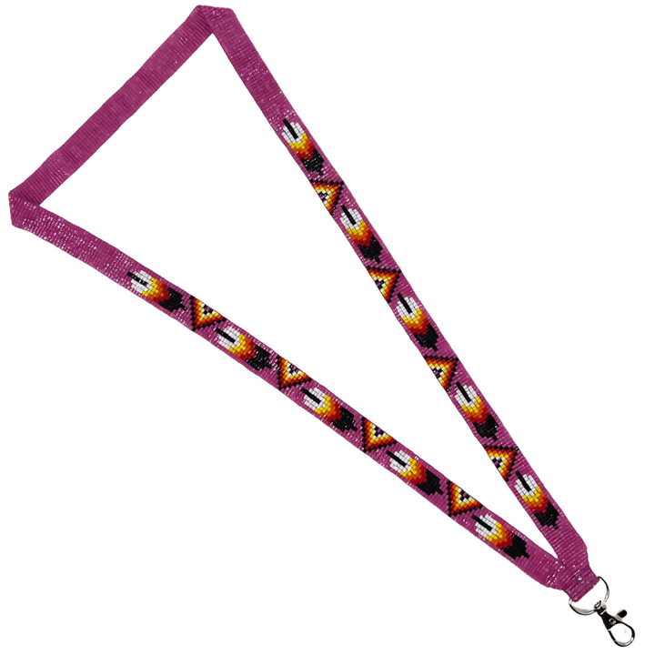Loomed Beaded Lanyard with One Feather Design