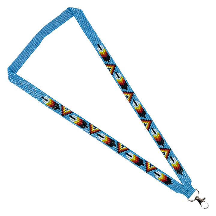 Loomed Beaded Lanyard with One Feather Design
