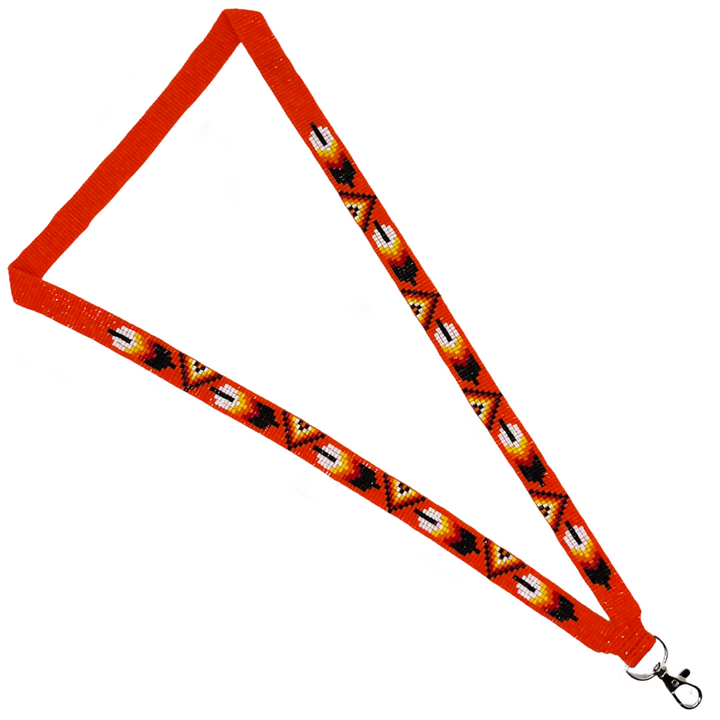 Loomed Beaded Lanyard with One Feather Design