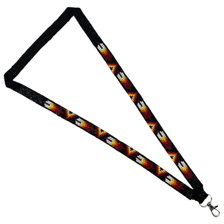 Loomed Beaded Lanyard with One Feather Design