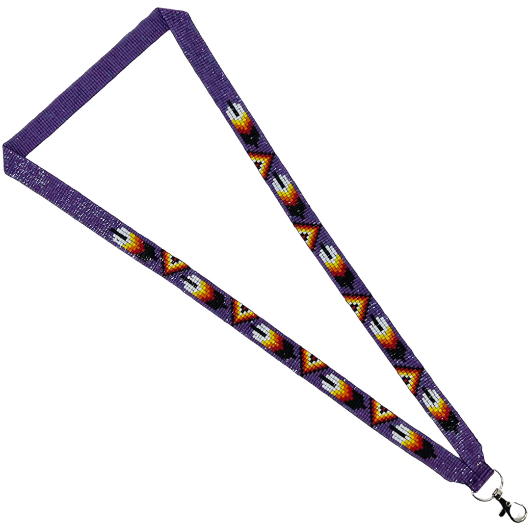 Loomed Beaded Lanyard with One Feather Design
