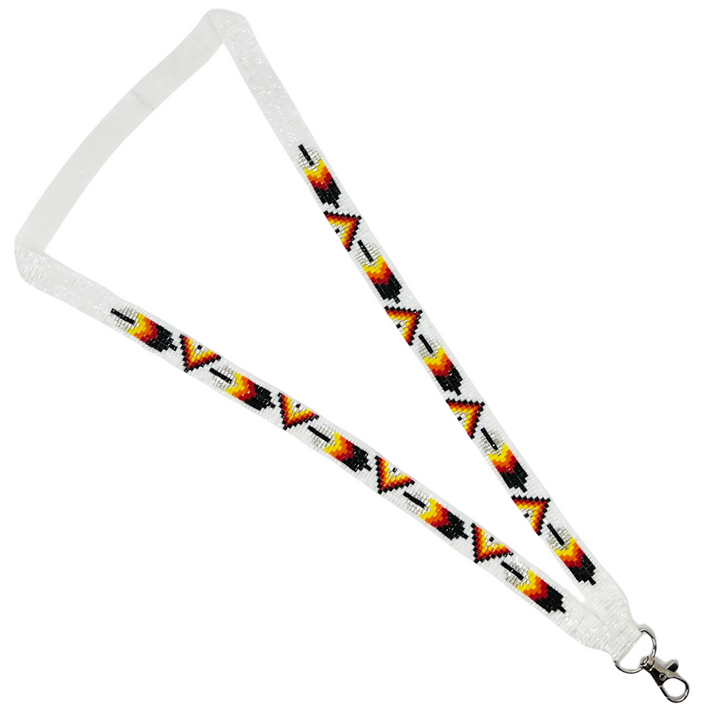 Loomed Beaded Lanyard with One Feather Design