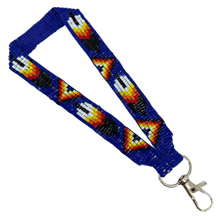 Loomed Beaded Wrist Lanyard With One Feather Design