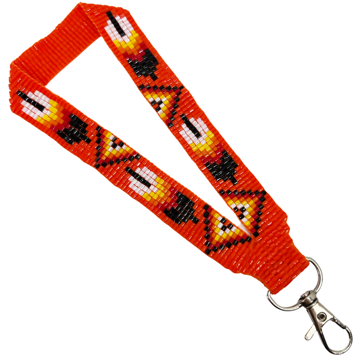 Loomed Beaded Wrist Lanyard With One Feather Design