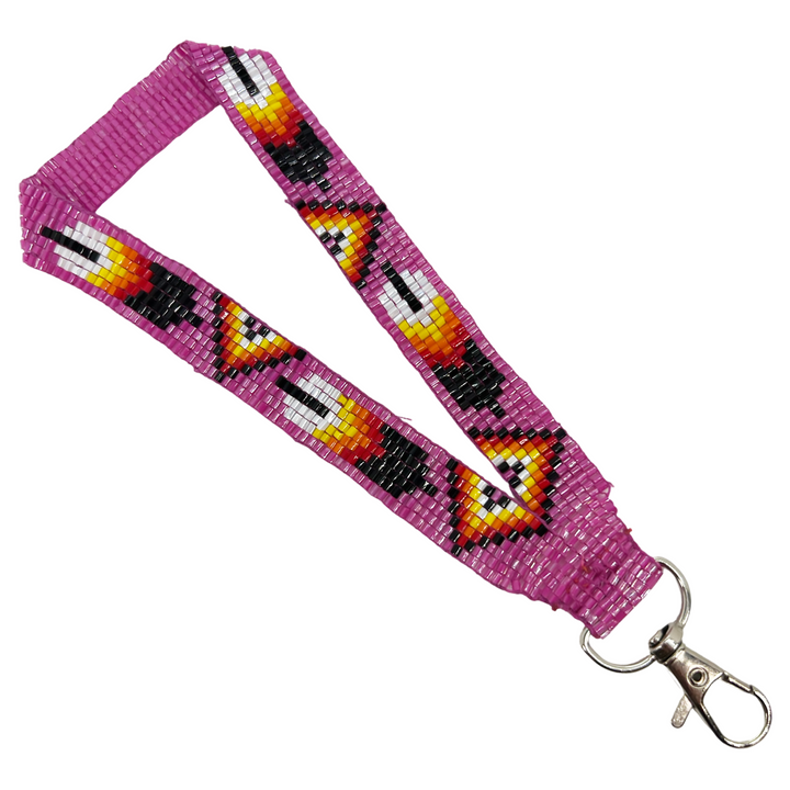 Loomed Beaded Wrist Lanyard With One Feather Design
