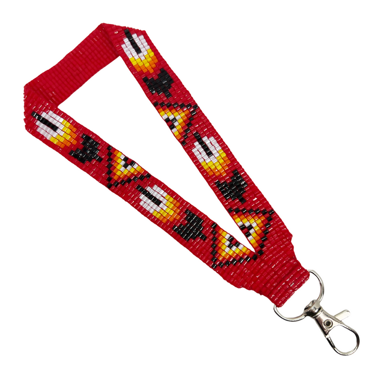 Loomed Beaded Wrist Lanyard With One Feather Design