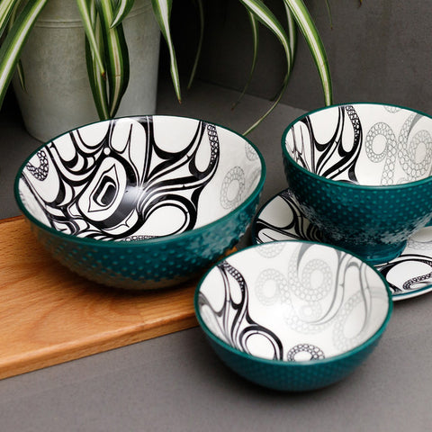 Native Northwest Porcelain Art Bowls - Octopus (Nuu)