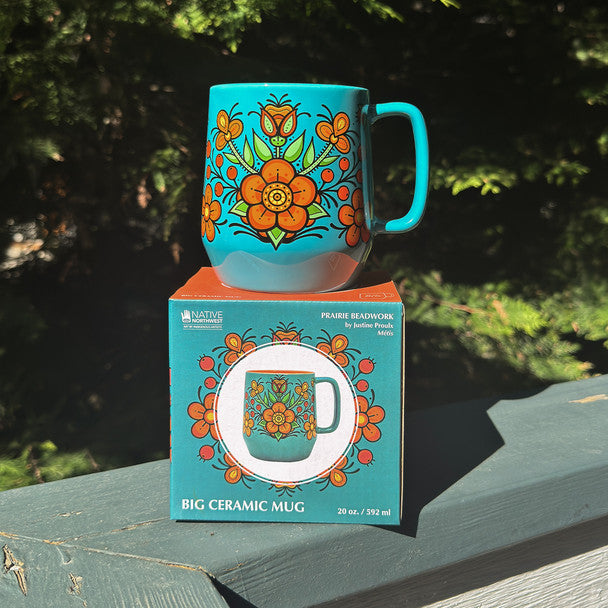 Native Northwest Prairie Beadwork Big Ceramic Mug