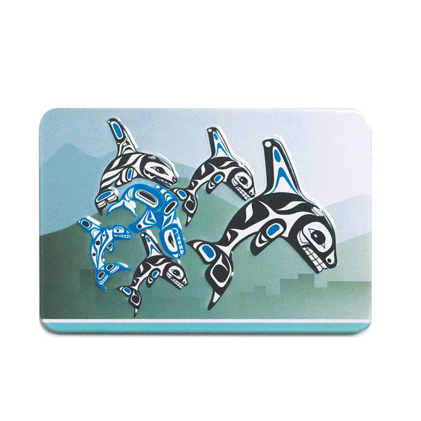 Native Northwest Orca Family Embossed Metal Magnet
